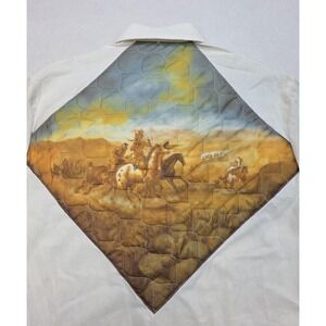 Vintage Rocking K Ranchwear Kennington Pearl Snap Western Shirt L Cream Qullted